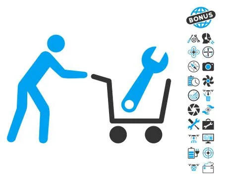 Tools Shopping Icon With Copter Tools Bonus Stock Illustration