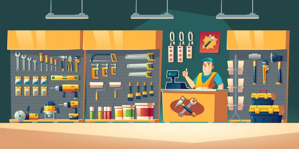 Tools store, hardware construction shop interior Stock-Illustration