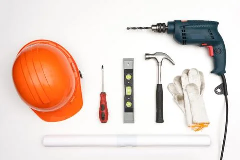 Tools Supplies, workman's accessories Stock Photos