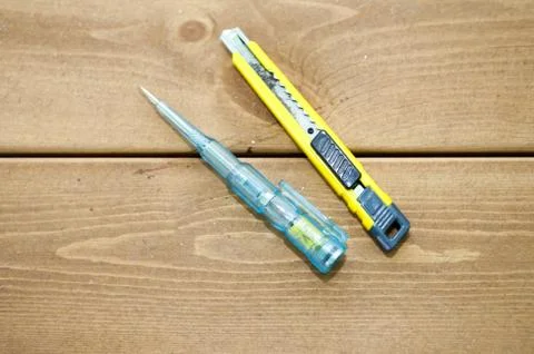 Tools on a table Stock Photos