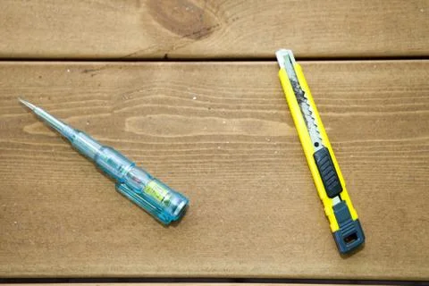 Tools on a table Stock Photos