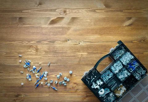 Tools on the table, time to refurbish Stock Photos