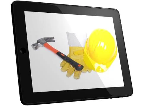 Tools On Tablet Computer Screen Stock Photos