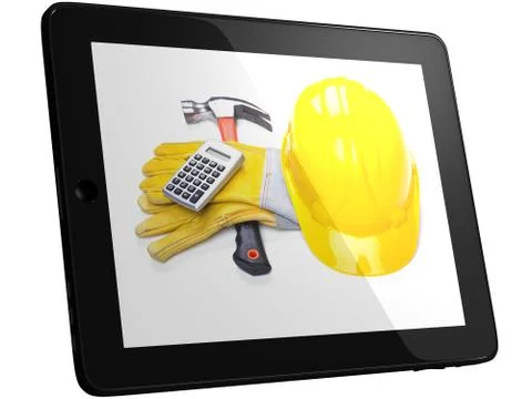 Tools On Tablet Computer Screen Stock Photos