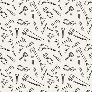 Tools texture - seamless background. DIY and woodworking tools vector. Illustrazione stock
