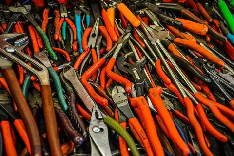 Tools Texture In Tool Drawer Stockfoto's