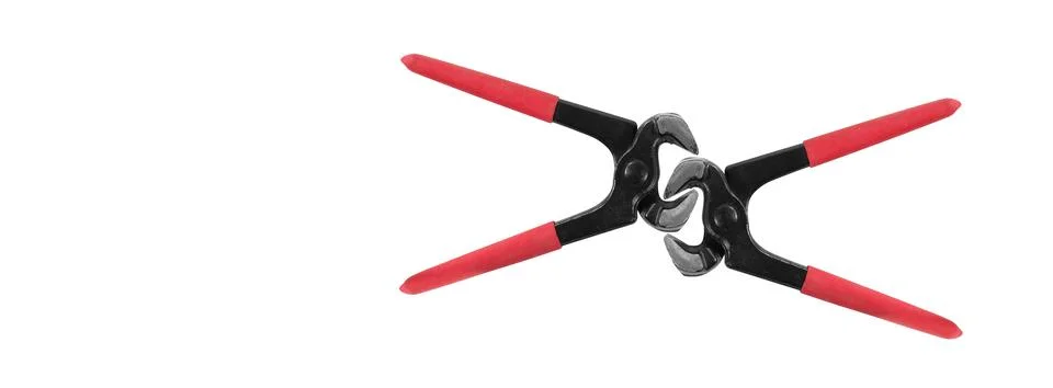 Tools - Top view two open carpenter's pincers. Isolated Stock Photos