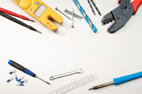 Tools of the trade for an electrician Stock Photos