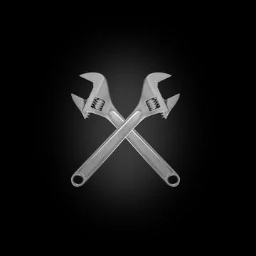 Tools - Two crossed adjustable spanner Stock Photos