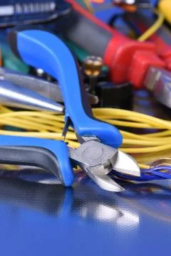 Tools for use in electrical installations Stock Photos