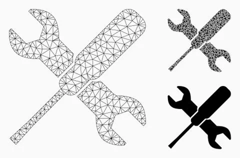 Tools Vector Mesh Network Model and Triangle Mosaic Icon イラスト素材
