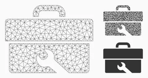 Tools Vector Mesh Network Model and Triangle Mosaic Icon Stock Illustration