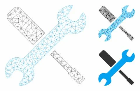Tools Vector Mesh Network Model and Triangle Mosaic Icon Stock Illustration