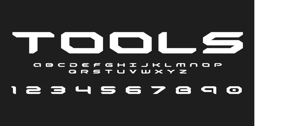 Tools Vector Typography Font Industrial Mechanical Typeface for Logos Stock Illustration