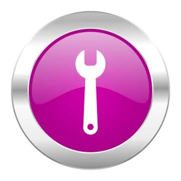 Tools violet circle chrome web icon isolated. Stock Illustration