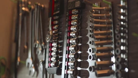 Tools on the wall in the garage Stock Footage 204815188