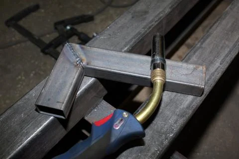 Tools for welding. The electrode for electric arc welding lies Stock Photos