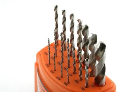 Tools on a white background set of drill bit Foto stock