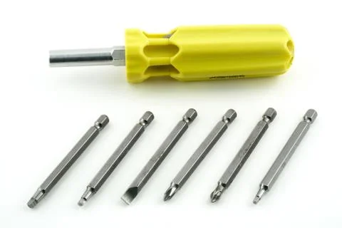 Tools on a white background set of screwdriver bit Stock Photos
