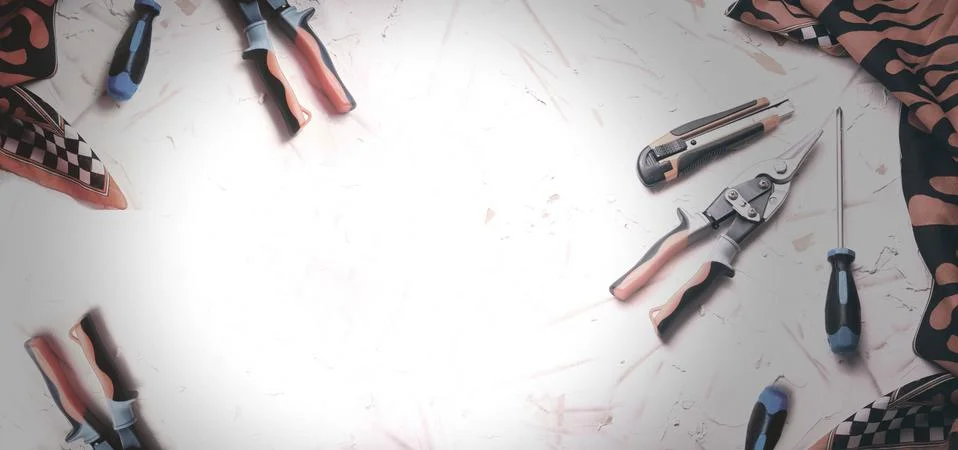 Tools on white table with retro look Stock Photos