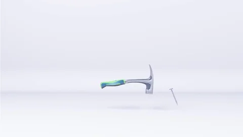 Tools in work animation. The hammer chases the nail Stock Footage 73320818