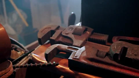 Tools on a workbench. Slow zoom out. Stock Footage 315214117