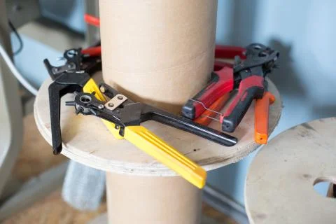 Tools for working with leather products. Stock Photos
