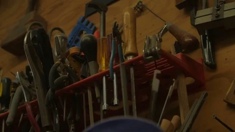 Tools in a workshop Stock Footage 77579970