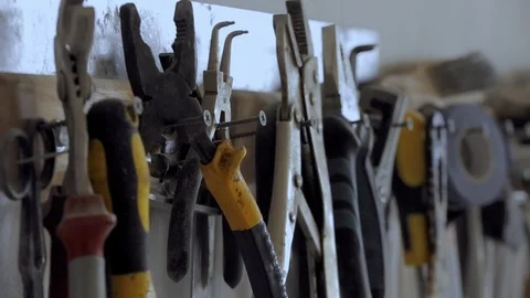 Tools in the workshop Stock Footage 89576014
