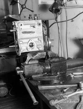 Tools in the workshop of the repairman. Selective focus Stock Photos