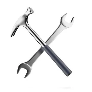 Tools, wrench and hammer 库存插图