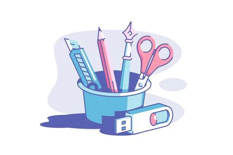 Toolset and flash drive Stock Illustration