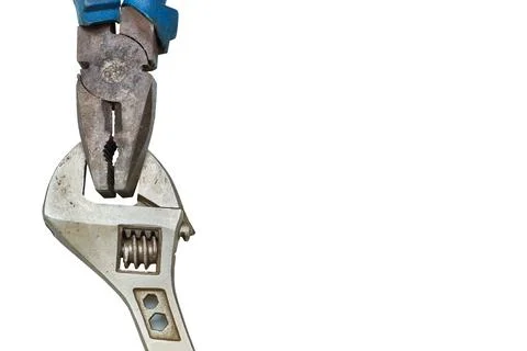 Tools.Pliers and adjustable rusty wrenches ready to work Stock Illustration