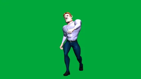 Toon Man with Cool Walk (Looping + Matte) Video stock 49966790