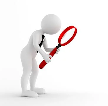 Toon man looking through magnifying glass. Stock Illustration