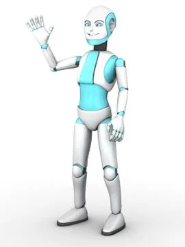 Toon robot boy waving. Stock Illustration
