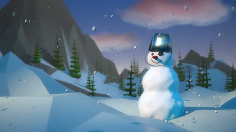 Toon snowman 3d animation Stock Footage 97928082