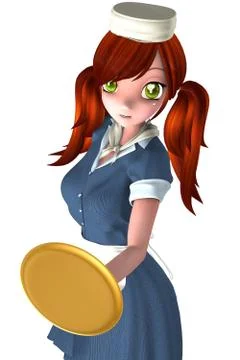 Toon waitress Stock Illustration