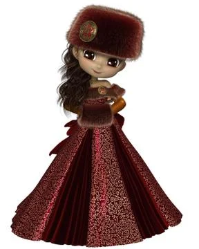 Toon Winter Princess in Red Illustrazione stock