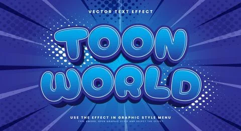 Toon World 3d editable text effect Template Stock Illustration