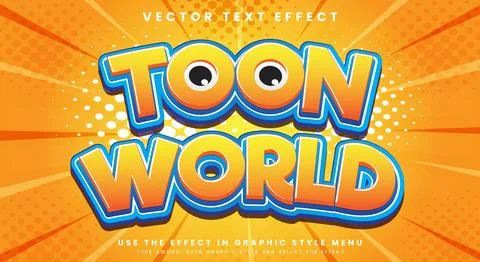 Toon world comic Style 3d editable text effect Stock Illustration
