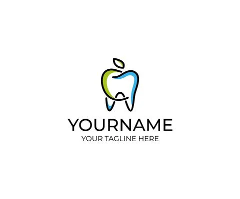 Tooth and apple linear logo design Stock Illustration