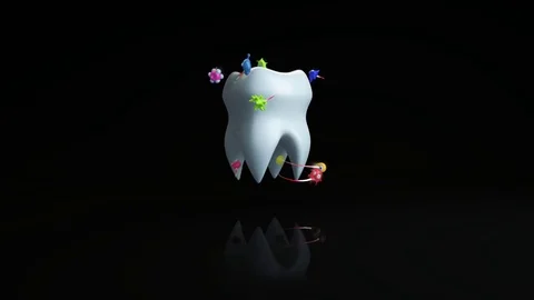 Tooth and bacteria - 3D Animation Stock Footage 71271945