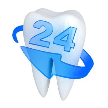 Tooth and blue shell  (done in 3d, isolated) Stock Illustration