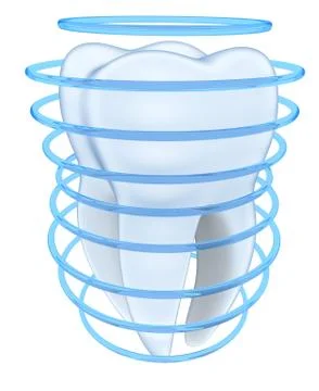 Tooth and blue shell  (done in 3d, isolated) Stock Illustration