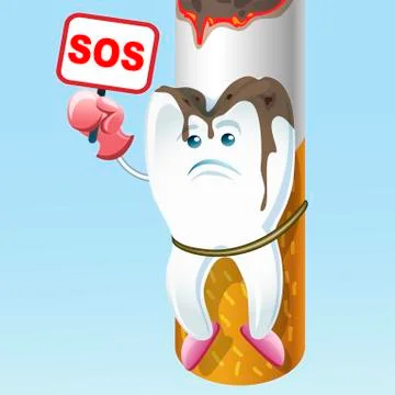 Tooth and cigarette Illustrazione stock