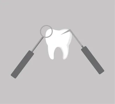 Tooth and Dental Instruments vector icon - dental treatment Stock Illustration