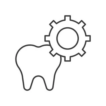 Tooth and gear, teeth function outline icon Illustrazione stock