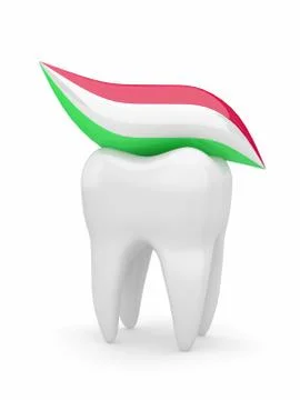 Tooth and tooth-paste. 3d Иллюстрация