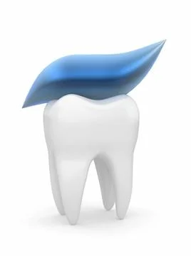 Tooth and tooth-paste on white isolated background. 3d Tooth and tooth-pas... Stock Photos